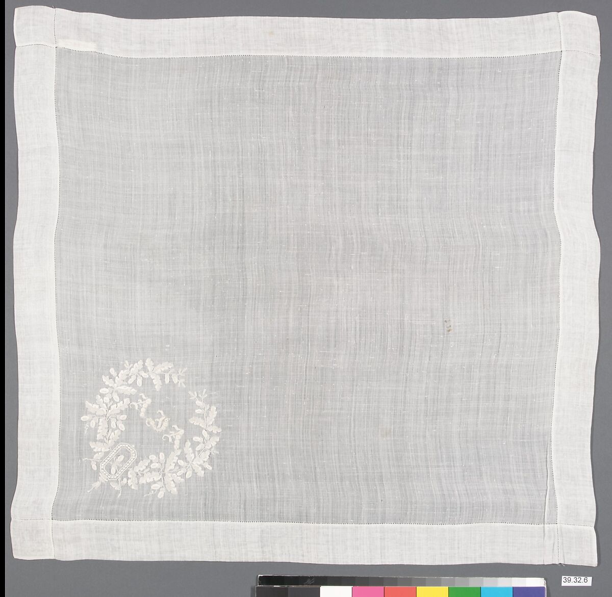 Handkerchief, Cotton on cotton, possibly French