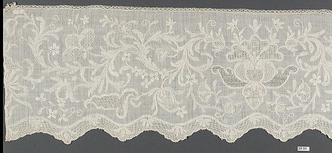 Border, Muslin, drawnwork, French 