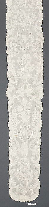 Lappets (2), Muslin, drawnwork, French 