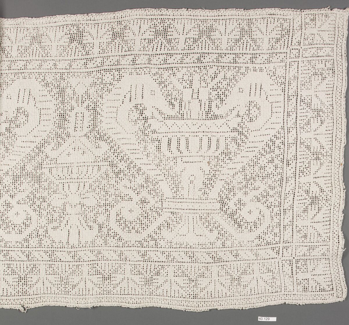 Panel, Embroidered net, Spanish or Moroccan