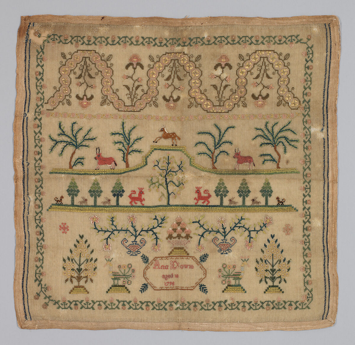 Sampler, Silk on wool, British 