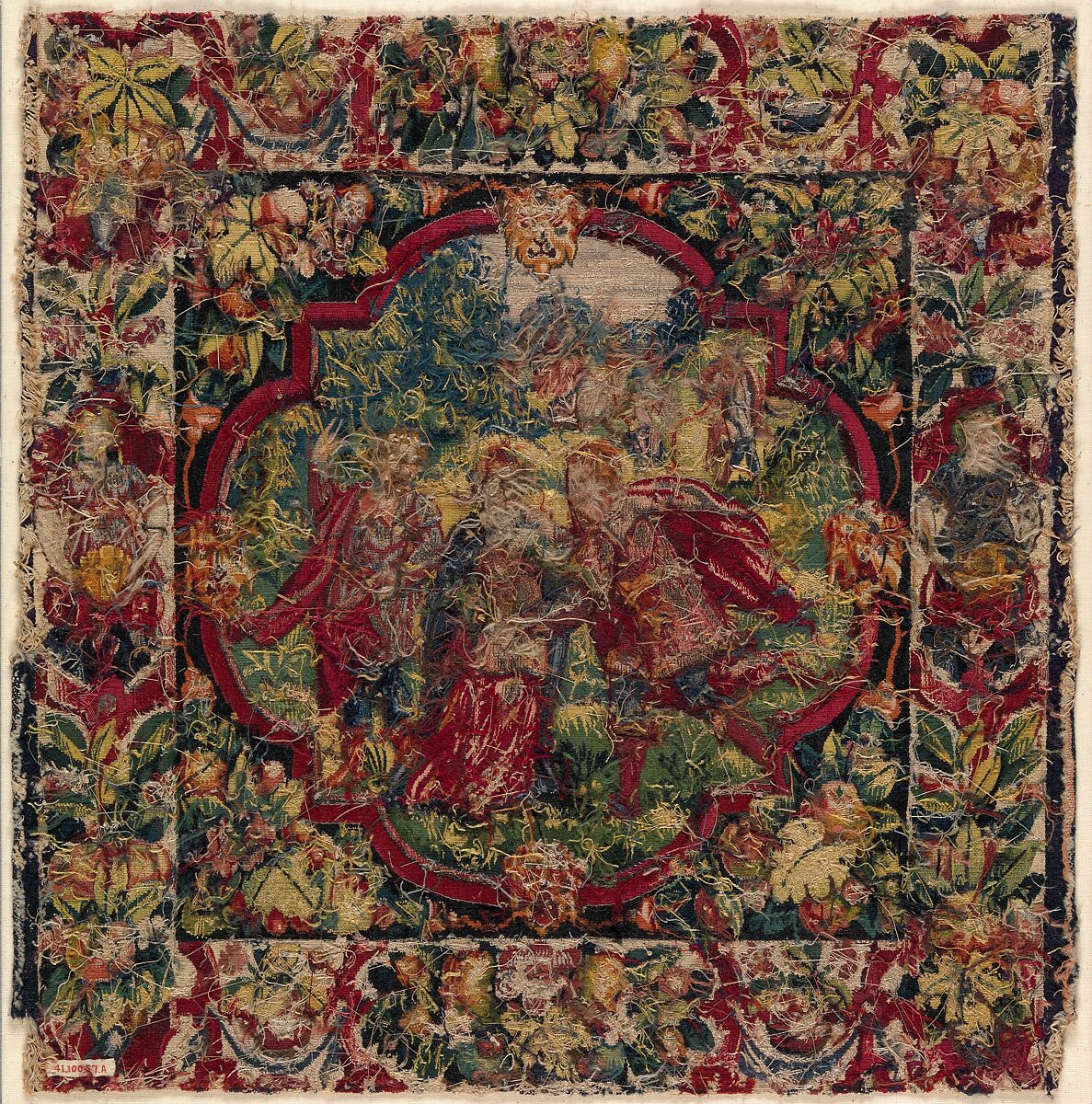 The Meeting of Isaac and Rebekah from the Story of Abraham, Wool, silk, silver-gilt thread (21 warps per inch, 9 per cm.), Flemish