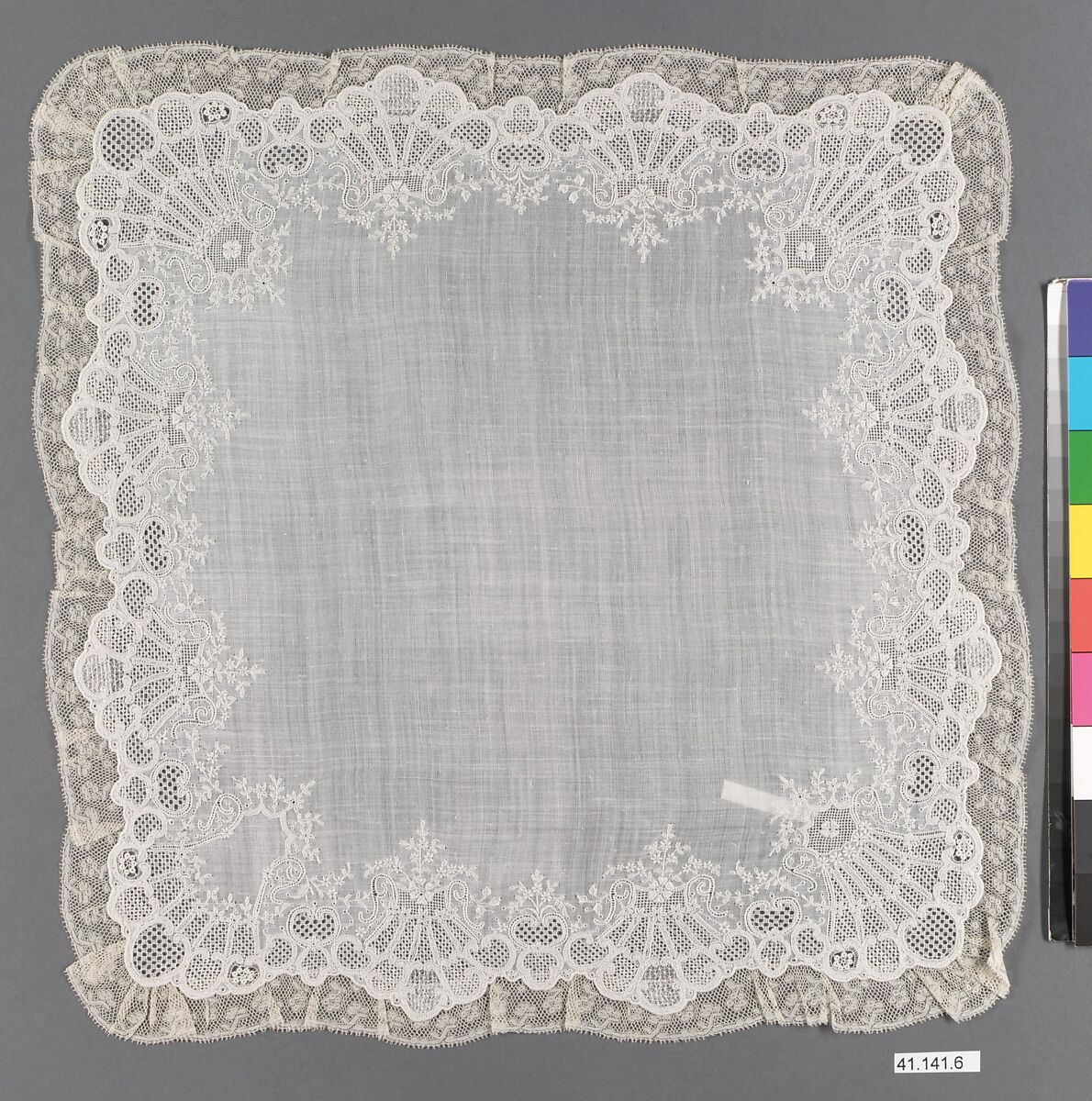 Handkerchief, Linen, bobbin lace, French