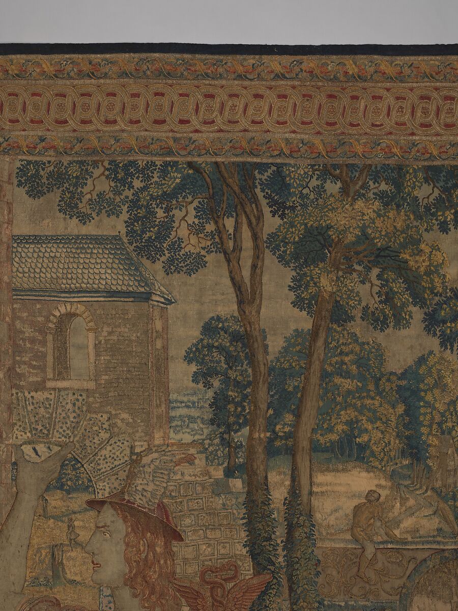 Mercury Changes Aglauros to Stone, from the Story of Mercury and Herse, Design attributed to Giovanni Battista Lodi da Cremona (Italian, active 1540–52), Wool, silk and precious metal-wrapped threads (20-22 warps per inch, 8-9 warps per cm.), Netherlandish, Brussels