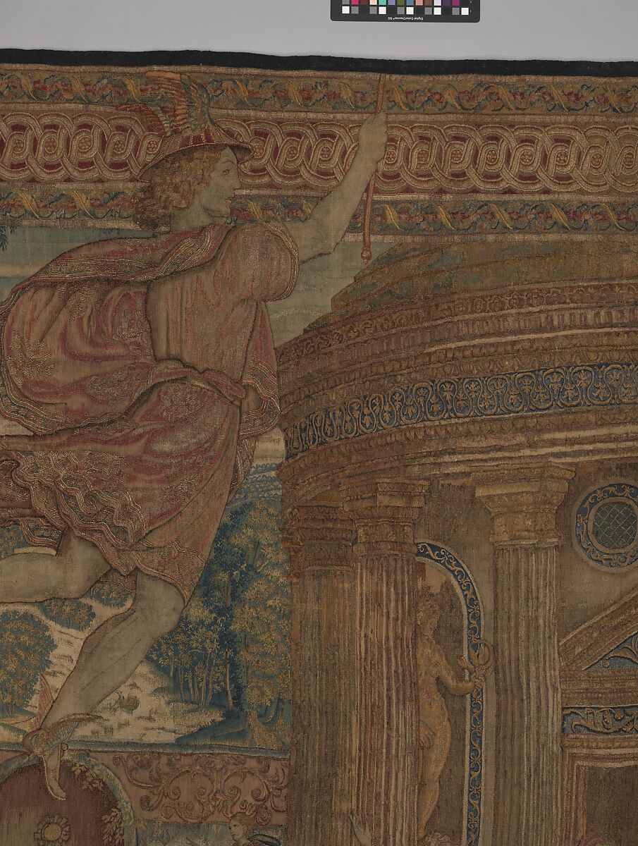 Mercury Changes Aglauros to Stone, from the Story of Mercury and Herse, Design attributed to Giovanni Battista Lodi da Cremona (Italian, active 1540–52), Wool, silk and precious metal-wrapped threads (20-22 warps per inch, 8-9 warps per cm.), Netherlandish, Brussels