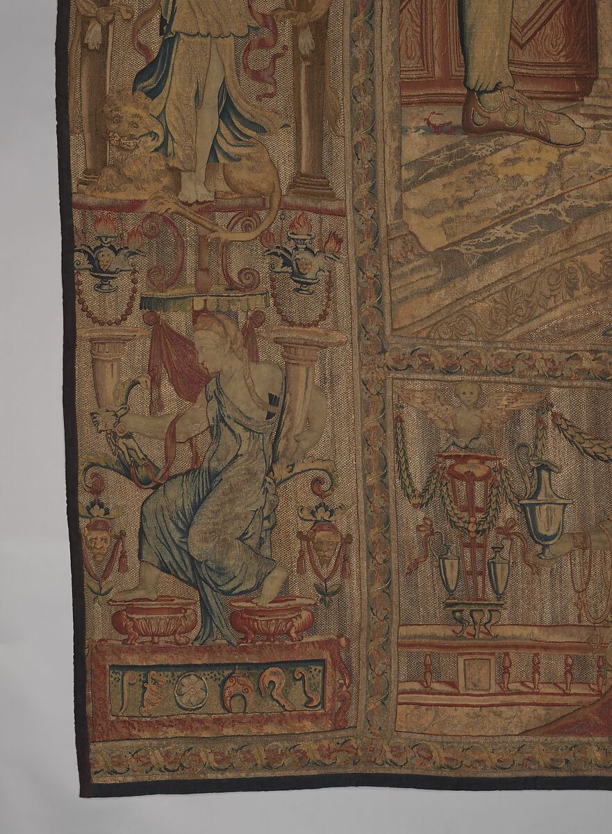 Mercury Changes Aglauros to Stone, from the Story of Mercury and Herse, Design attributed to Giovanni Battista Lodi da Cremona (Italian, active 1540–52), Wool, silk and precious metal-wrapped threads (20-22 warps per inch, 8-9 warps per cm.), Netherlandish, Brussels