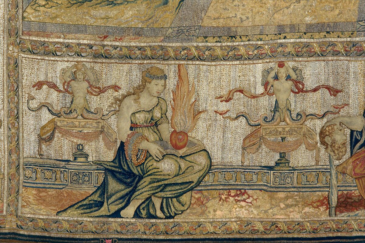 Aglauros’s Vision of the Bridal Chamber of Herse, from the Story of Mercury and Herse, Design attributed to Giovanni Battista Lodi da Cremona (Italian, active 1540–52), Wool, silk and precious metal-wrapped threads (20-22 warps per inch, 8-9 warps per cm.), Netherlandish, Brussels