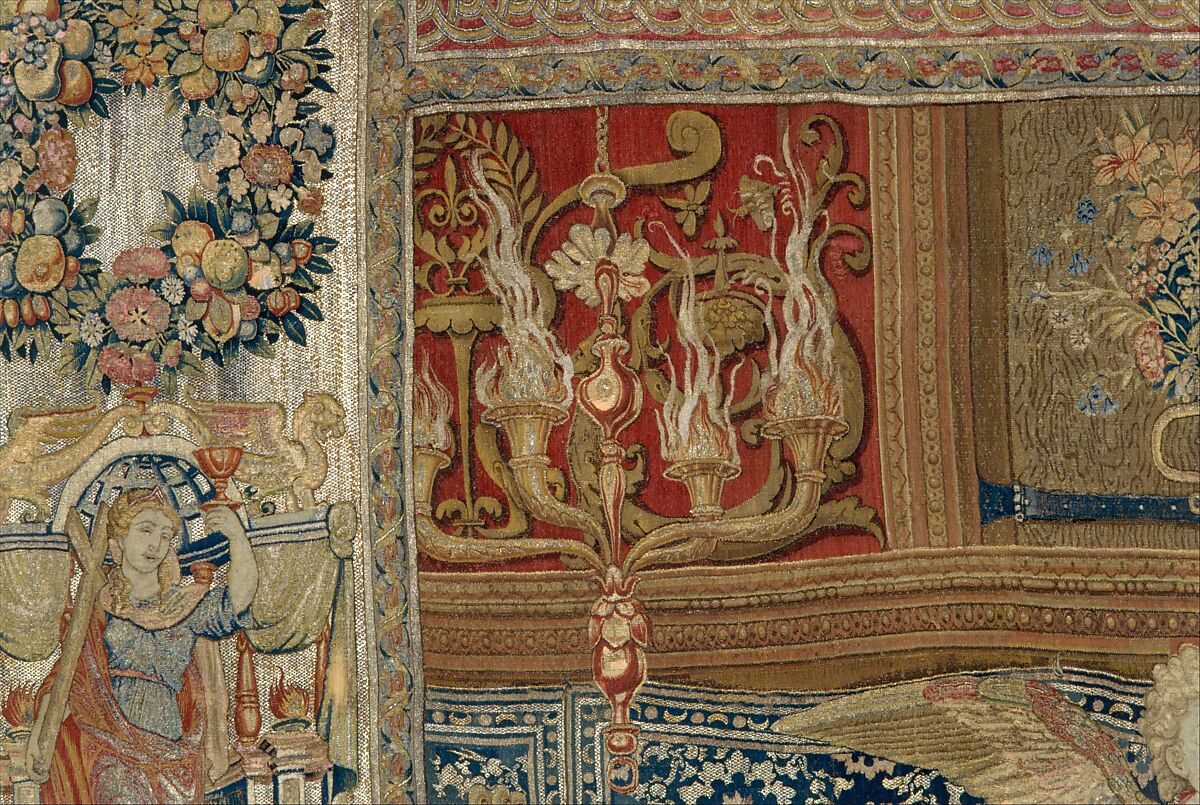 Aglauros’s Vision of the Bridal Chamber of Herse, from the Story of Mercury and Herse, Design attributed to Giovanni Battista Lodi da Cremona (Italian, active 1540–52), Wool, silk and precious metal-wrapped threads (20-22 warps per inch, 8-9 warps per cm.), Netherlandish, Brussels
