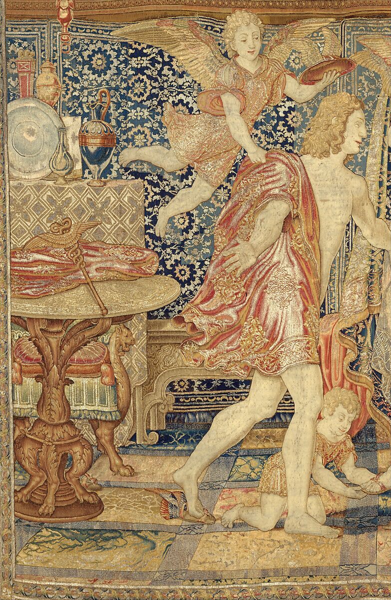 Aglauros’s Vision of the Bridal Chamber of Herse, from the Story of Mercury and Herse, Design attributed to Giovanni Battista Lodi da Cremona (Italian, active 1540–52), Wool, silk and precious metal-wrapped threads (20-22 warps per inch, 8-9 warps per cm.), Netherlandish, Brussels