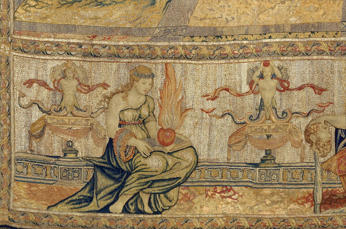 Aglauros’s Vision of the Bridal Chamber of Herse, from the Story of Mercury and Herse, Design attributed to Giovanni Battista Lodi da Cremona (Italian, active 1540–52), Wool, silk and precious metal-wrapped threads (20-22 warps per inch, 8-9 warps per cm.), Netherlandish, Brussels