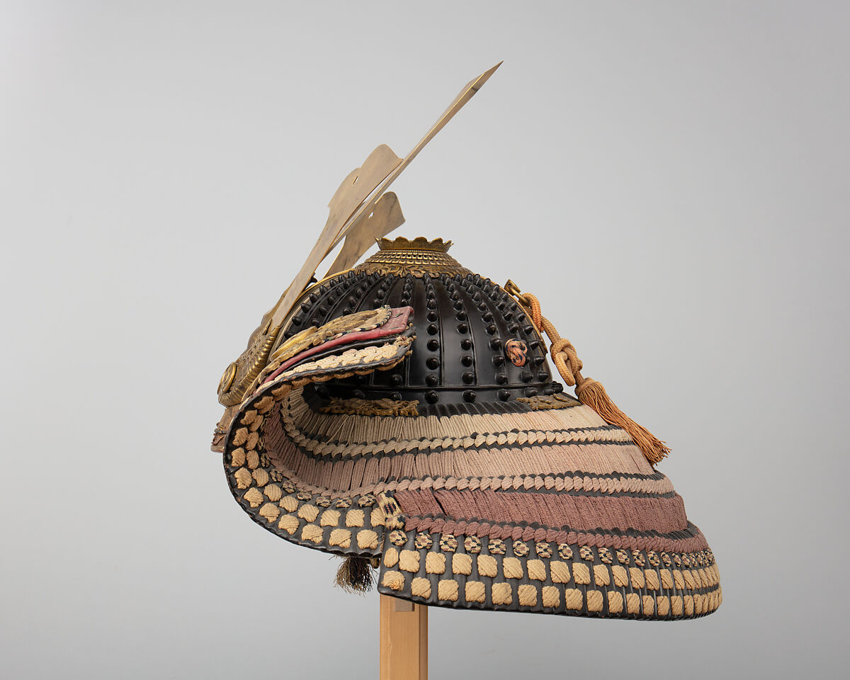 Helmet (<i>Hoshi Kabuto</i>) and Mask with Gorget, Iron, lacquer, gilt copper, leather, silk, Japanese