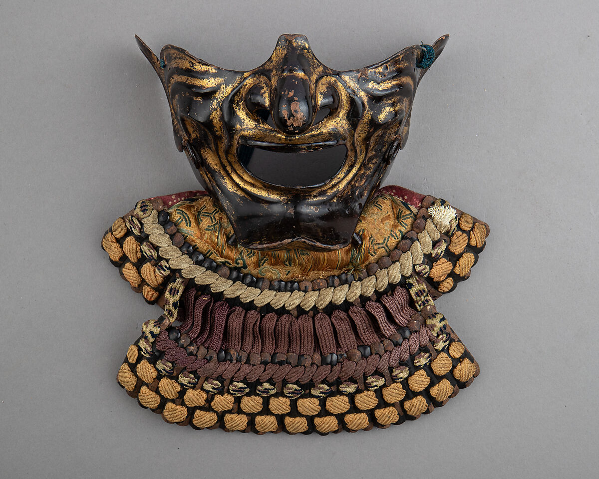 Helmet (<i>Hoshi Kabuto</i>) and Mask with Gorget, Iron, lacquer, gilt copper, leather, silk, Japanese