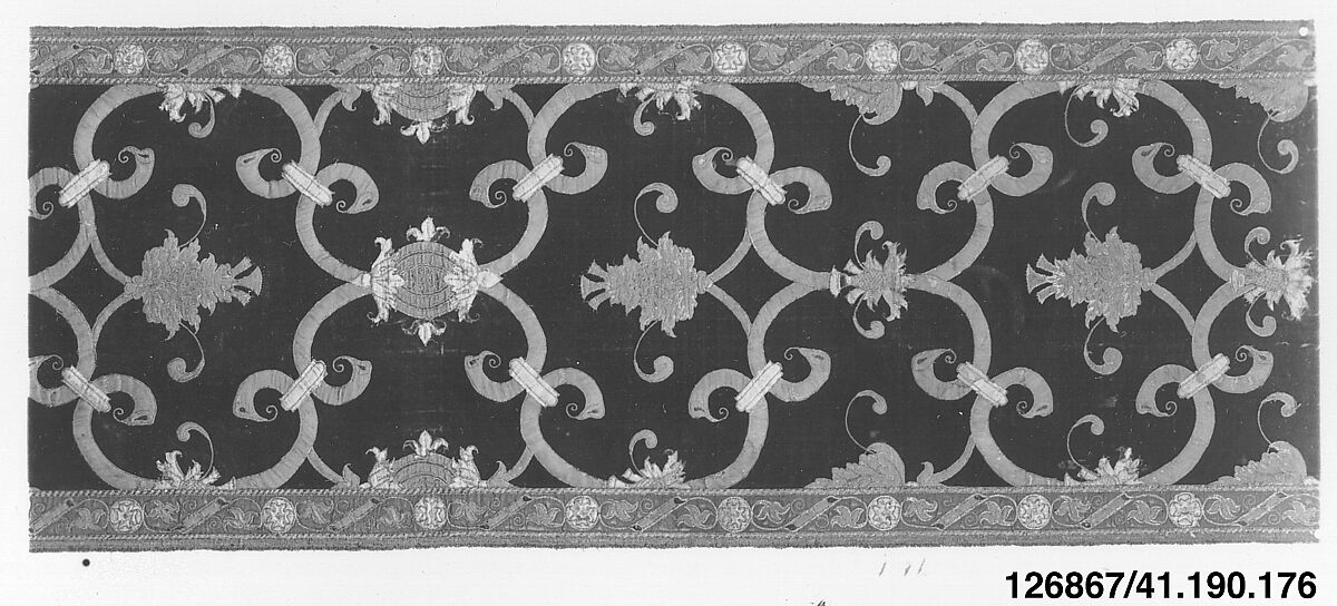 Panel, Silk and metal thread on velvet, possibly Italian 