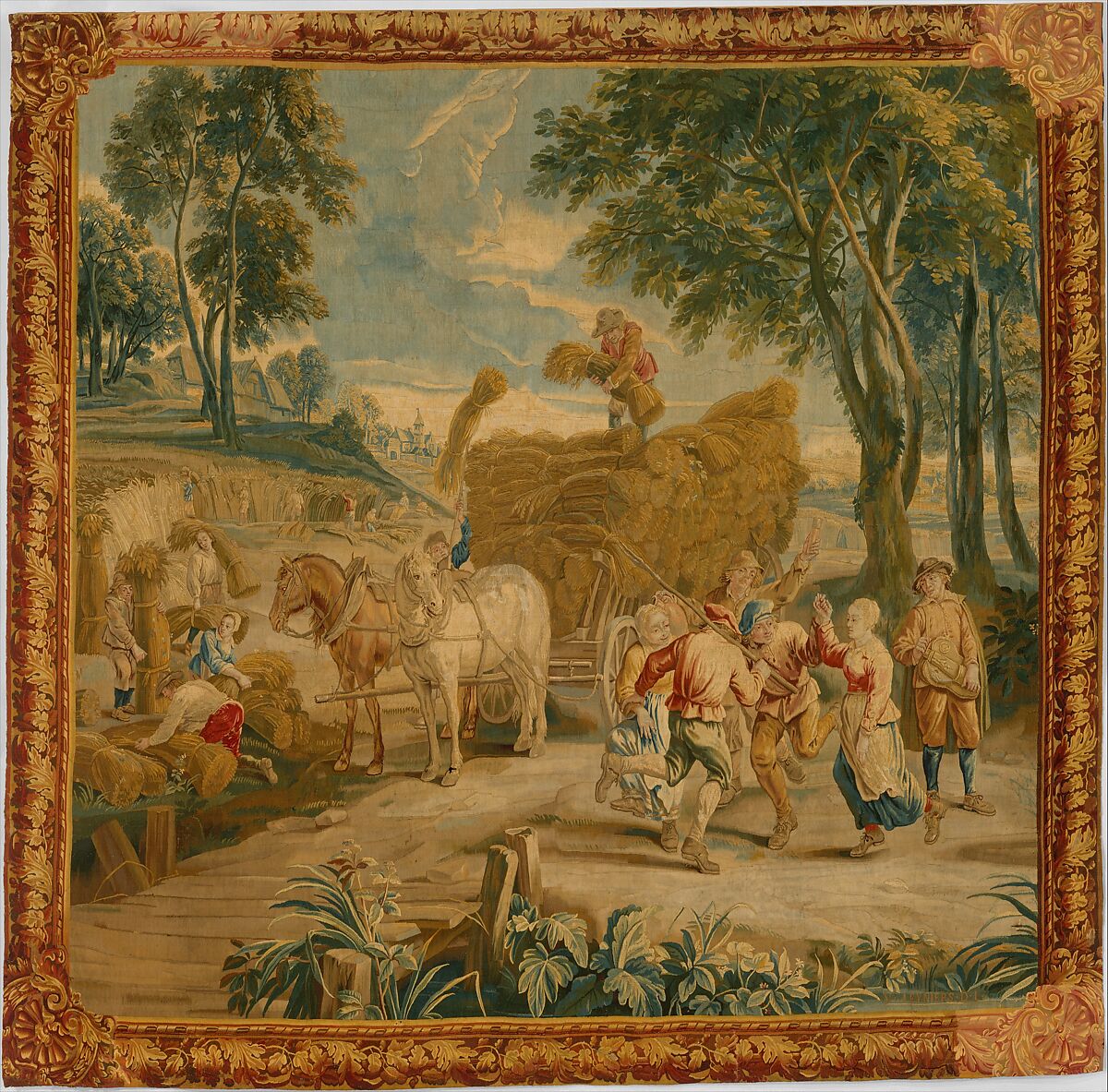 The Harvest, Weaver: Urbanus Leyniers (Flemish, 1674–1747), Wool, silk (18-20 warps per inch, 8 per cm.), Flemish, Brussels 