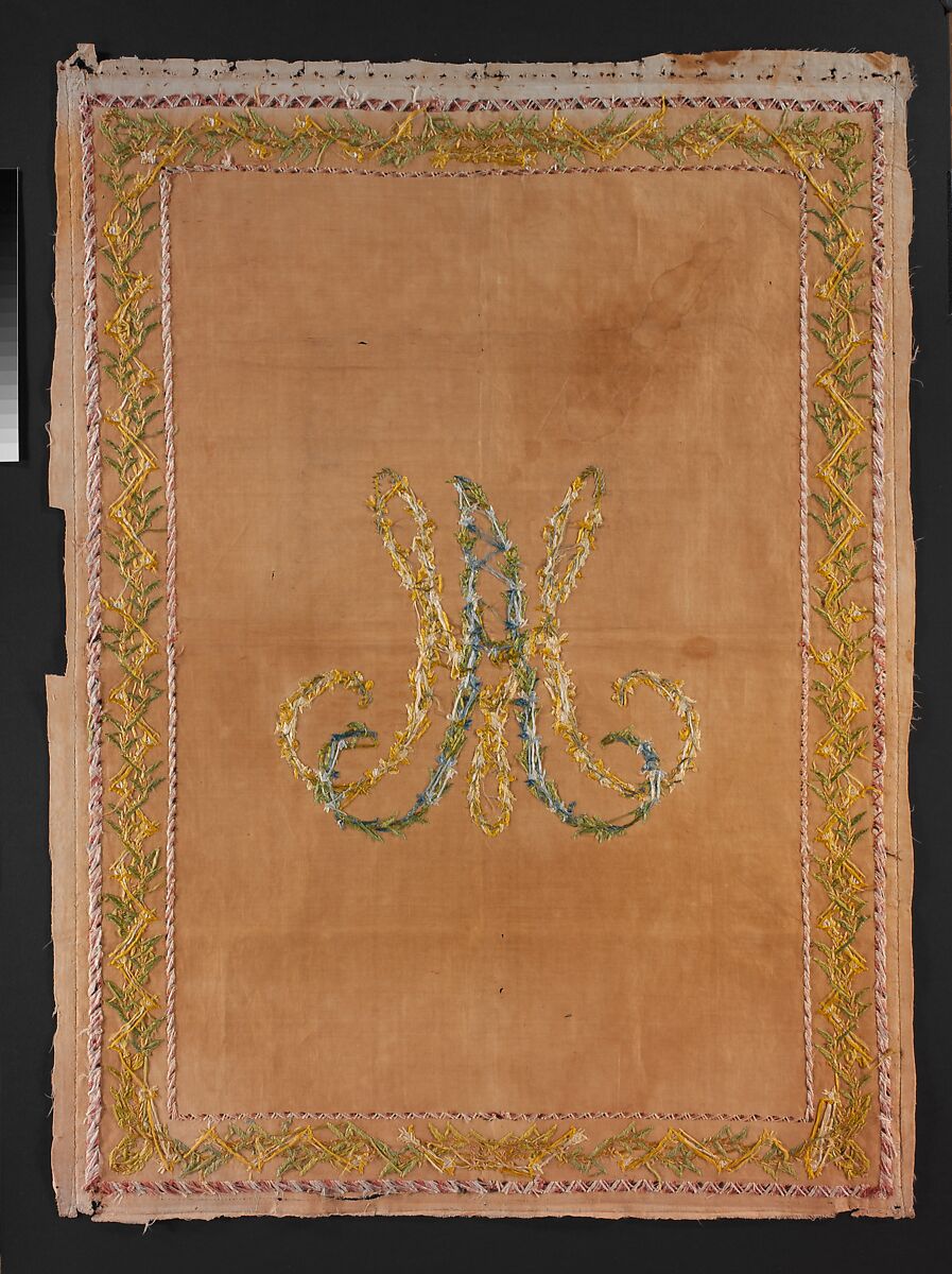 Firescreen panel, Embroidered by Marie Antoinette, Queen of France (French (born Austria), Vienna 1755–1792 Paris), Cotton embroidered with silk, French