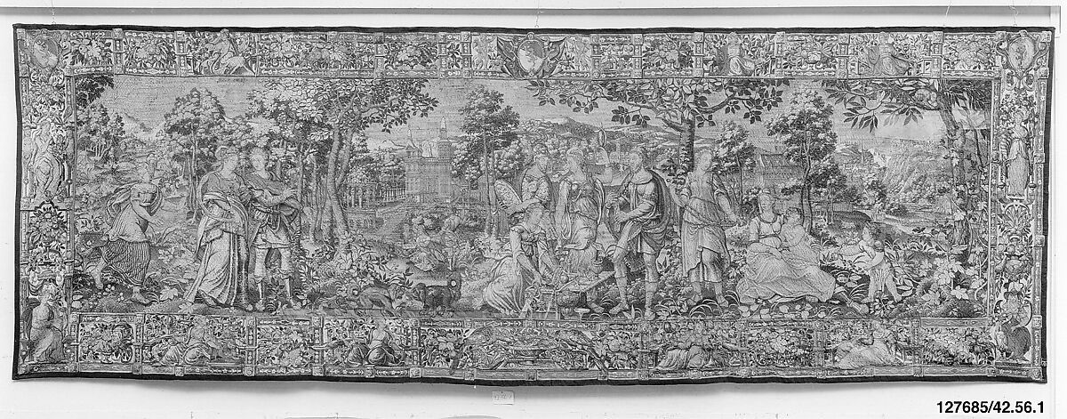 The Romans with their Sabine Wives from the Story of the Romans and the Sabines, Nicolas van Orley (active 1570–1585), Wool, silk (19-21 warps per inch, 7-8 per cm.), Flemish, Brussels or Antwerp