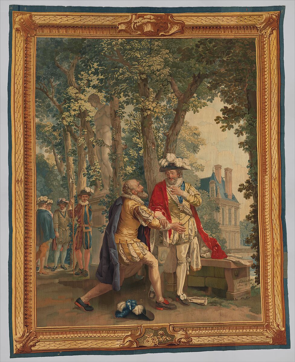 Sully at the Feet of Henri IV from a set of The History of France, Designed by Jean Jacques François Le Barbier (French, Rouen 1738–1826 Paris), Wool, silk (22-23 warps per inch, 9-10 per cm.), French, Paris 