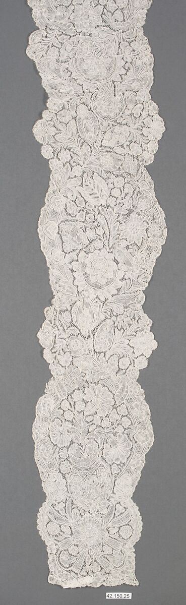 Pair of lappets, Bobbin lace, point d'Angleterre, Flemish, Brussels