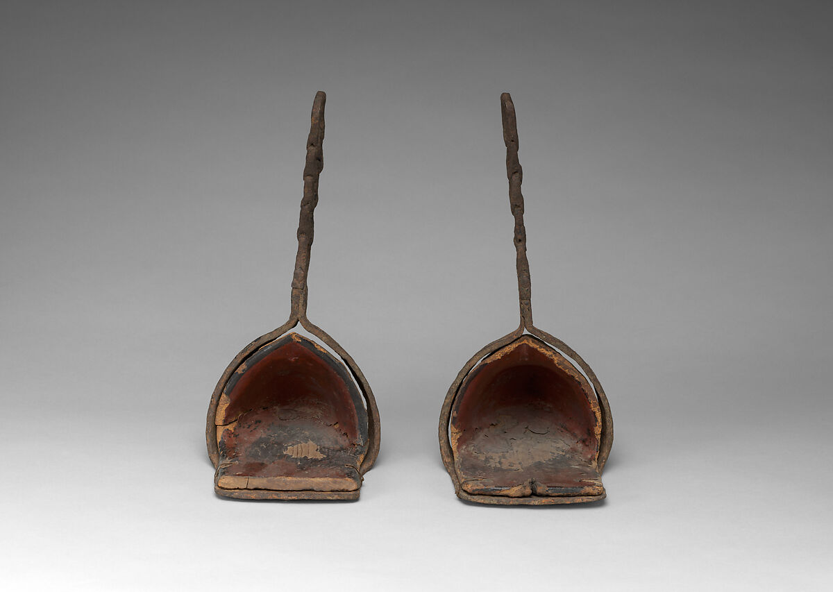 Pair of Stirrups (<i>Tsubo Abumi</i>), Iron, wood, lacquer, Japanese