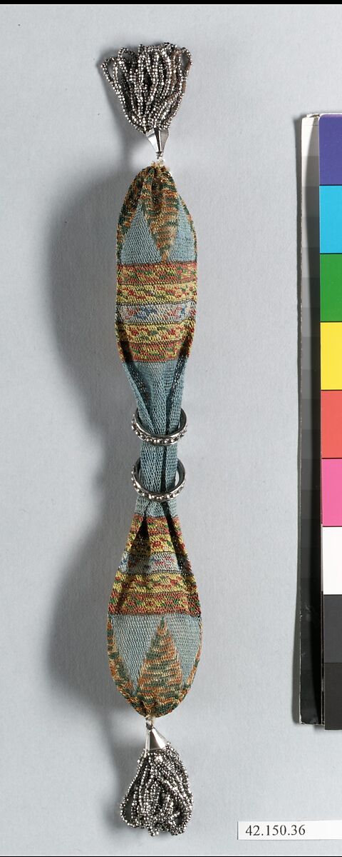 Purse, Silk and cut steel, embroidered net, French