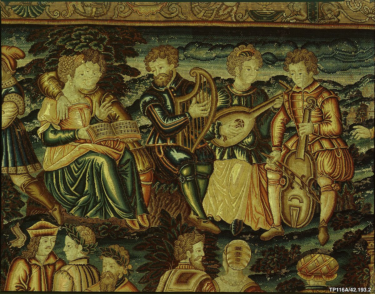 The Garden of False Learning from The Table of Cebes, Based on a woodcut by David Kandel (German, ca. 1520–ca. 1596), Wool and silk on canvas (cross stitch, 48-56 per sq. in., 9 per sq. cm; tent stitch, 156-190 per sq. in., 30-36 per sq. cm.), French