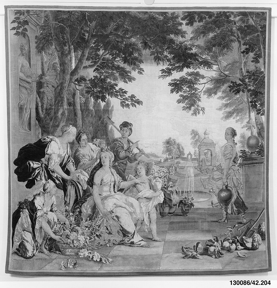 Flora from a set of the Triumph of the Gods, Designer: Jan van Orley (Flemish, Brussels 1665–1735 Brussels), Wool, silk (19-22 warps per inch, 8-9 per cm.), Flemish, Brussels 