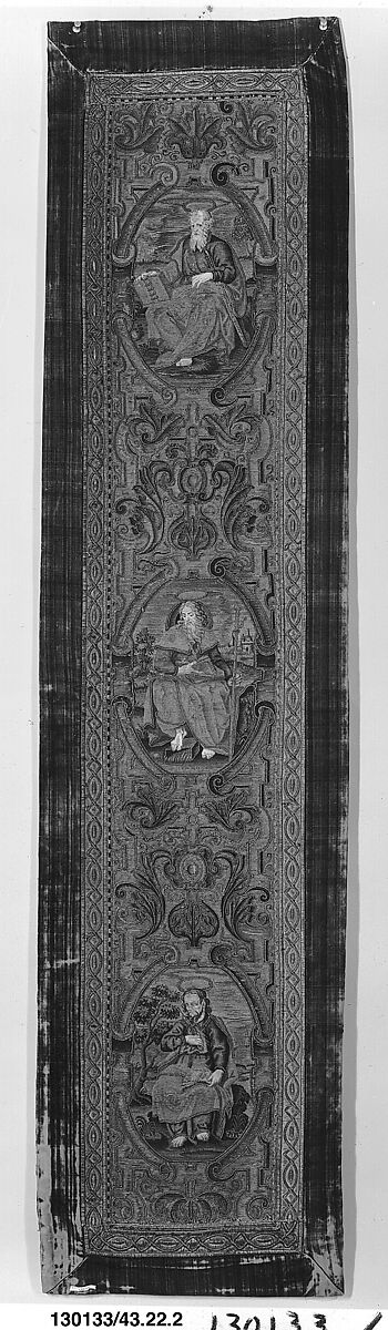 Saints Paul, James the Greater, and Bartholomew, Silk and metal thread on canvas, French