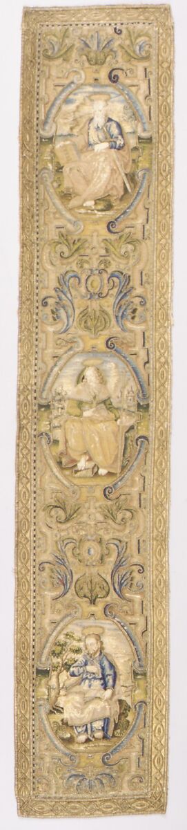 Saints Paul, James the Greater, and Bartholomew, Silk and metal thread on canvas, French