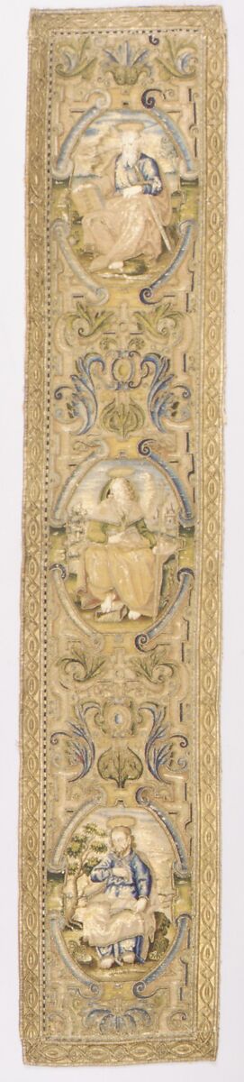 Saints Paul, James the Greater, and Bartholomew, Silk and metal thread on canvas, French 