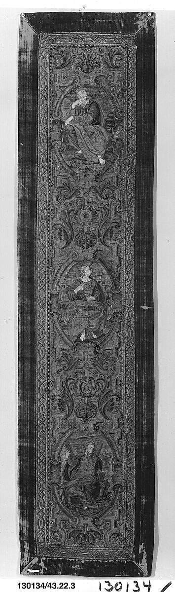 Orphrey, Silk and metal thread on canvas, French