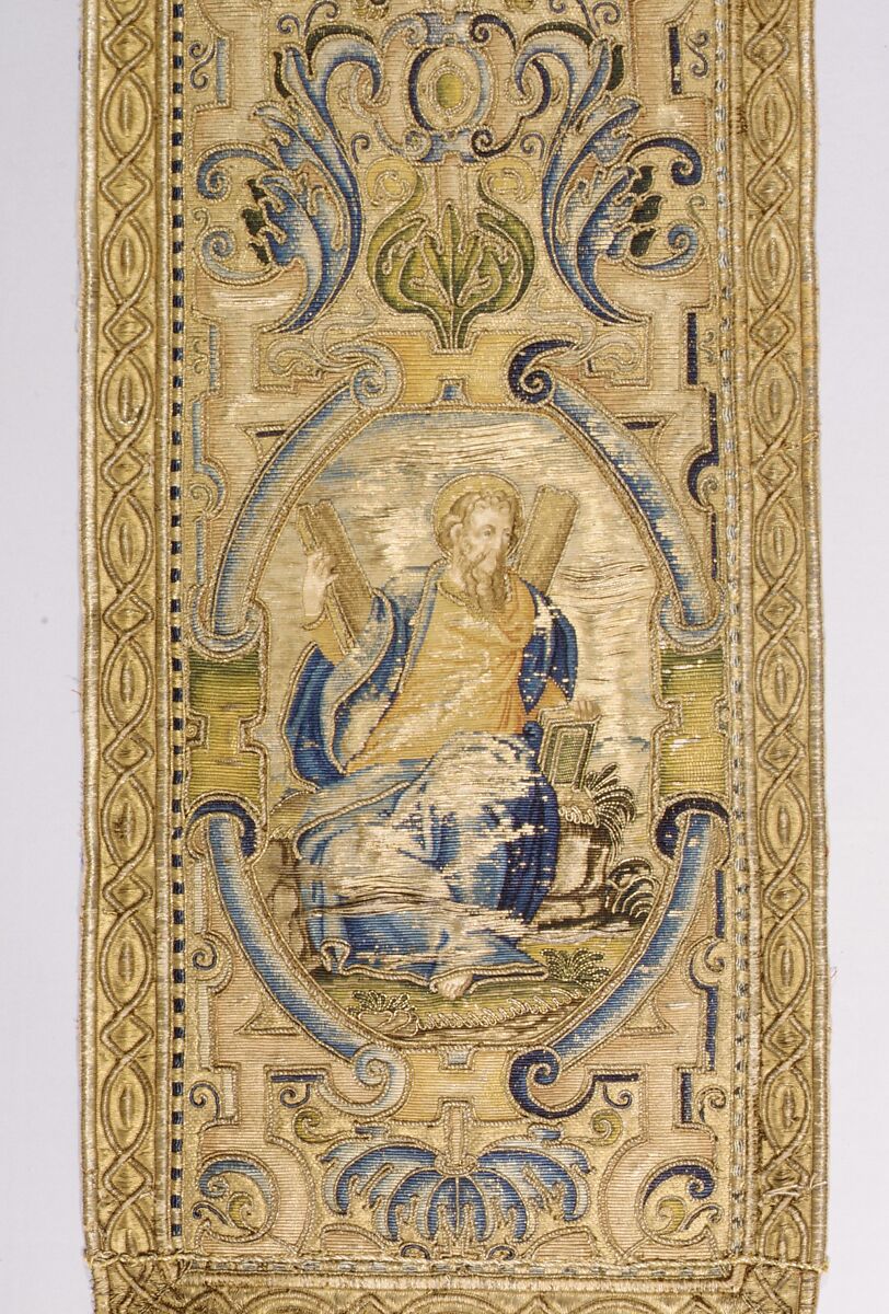 Orphrey, Silk and metal thread on canvas, French