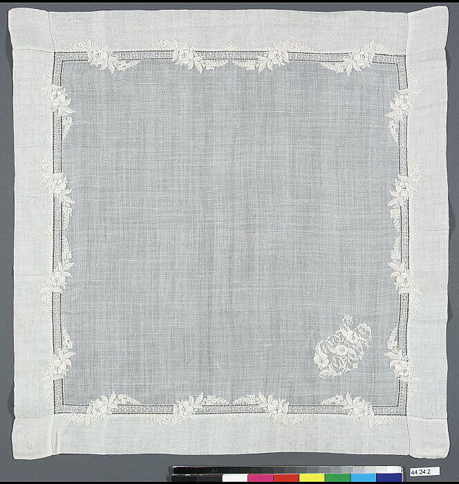 Handkerchief, Linen on linen, French 