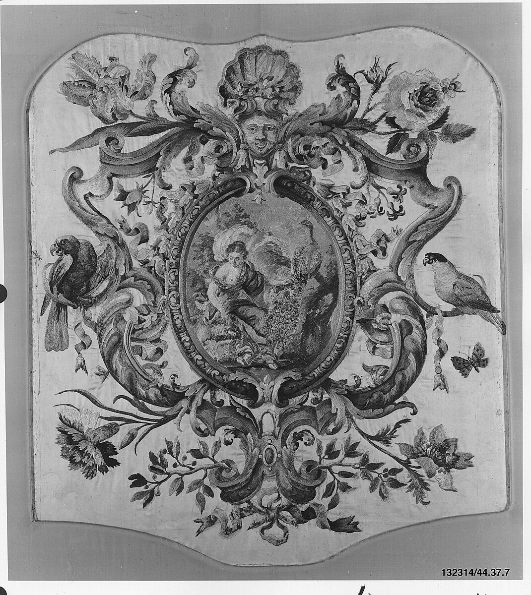 Chair panel, Style of Daniel Marot the Elder (French, Paris 1661–1752 The Hague), Silk on silk, French 