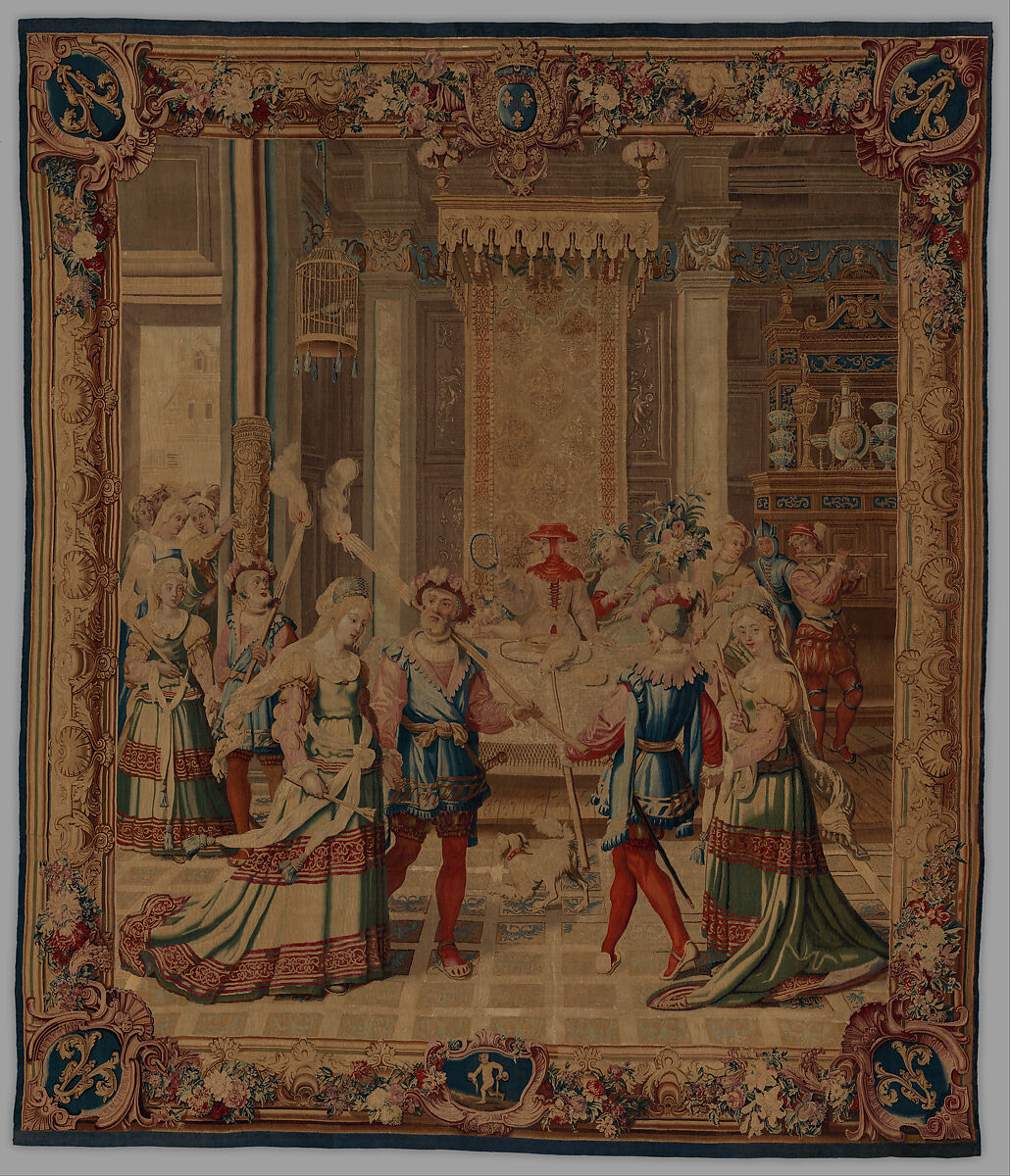 January from a set of The Months of Lucas, Master of the Months of Lucas  Netherlandish, Wool, silk (20-21 warps per inch, 8-9 per cm.), French, Paris