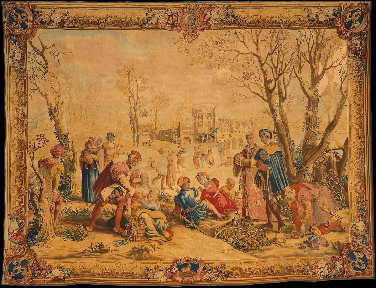 December from a set of The Months of Lucas, Master of the Months of Lucas  Netherlandish, Wool, silk (20-21 warps per inch, 8-9 per cm.), French, Paris