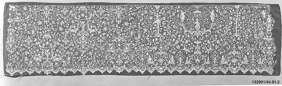 Part of a flounce, Needle lace, possibly French 