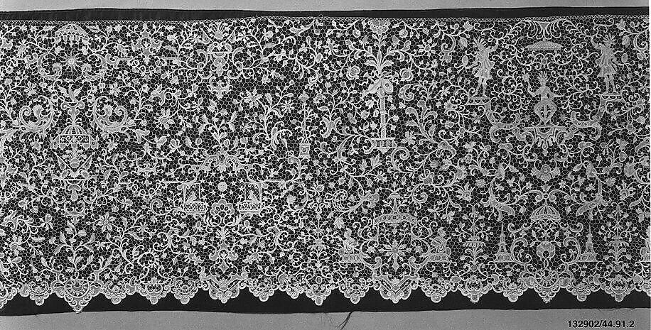 Part of a flounce, Needle lace, possibly French