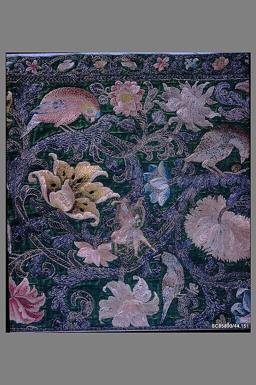Valance, Silk and metal thread on silk, French 