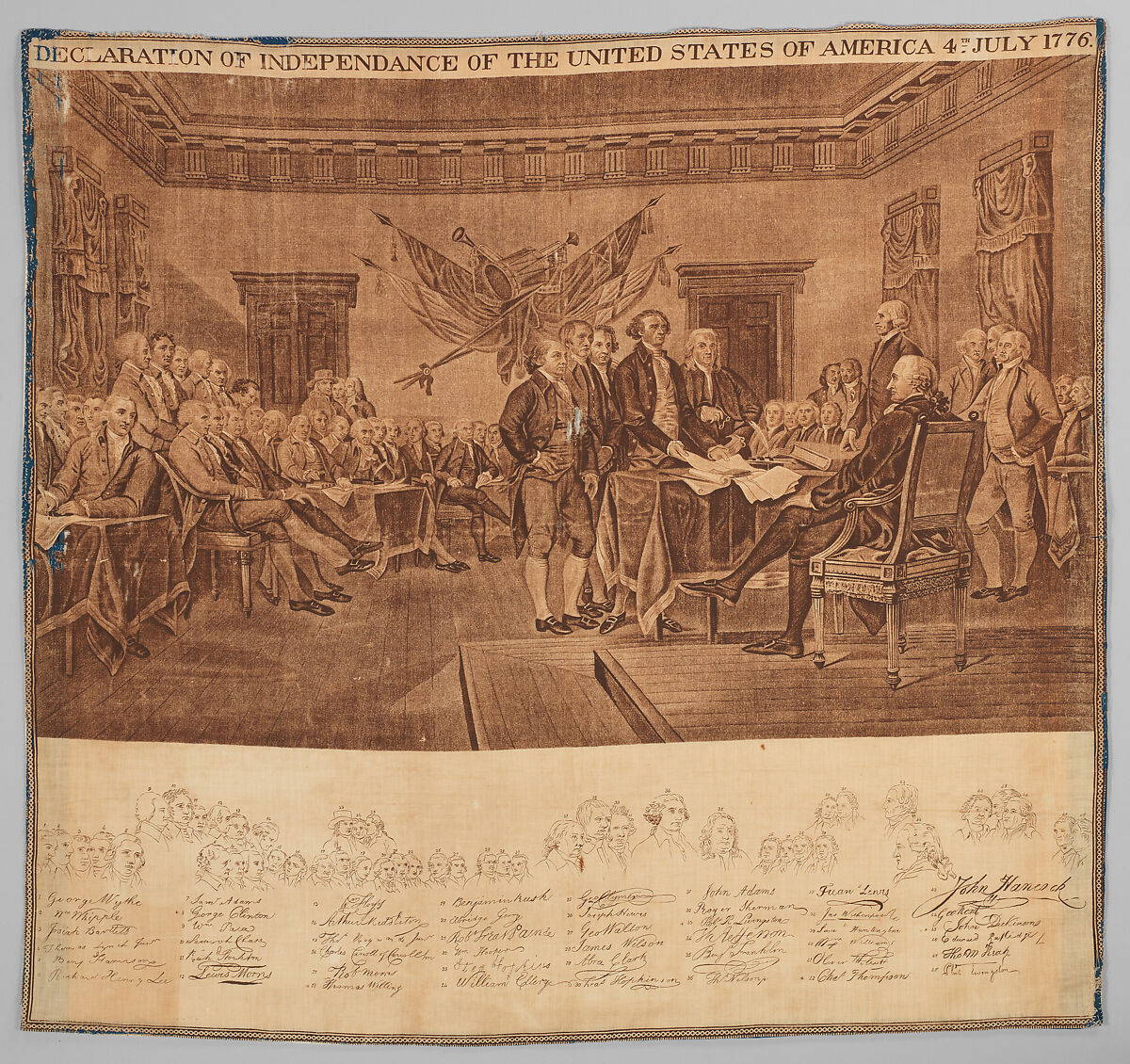Event handkerchief, After an engraving by Asher Brown Durand (American, Jefferson, New Jersey 1796–1886 Maplewood, New Jersey), Cotton, British 