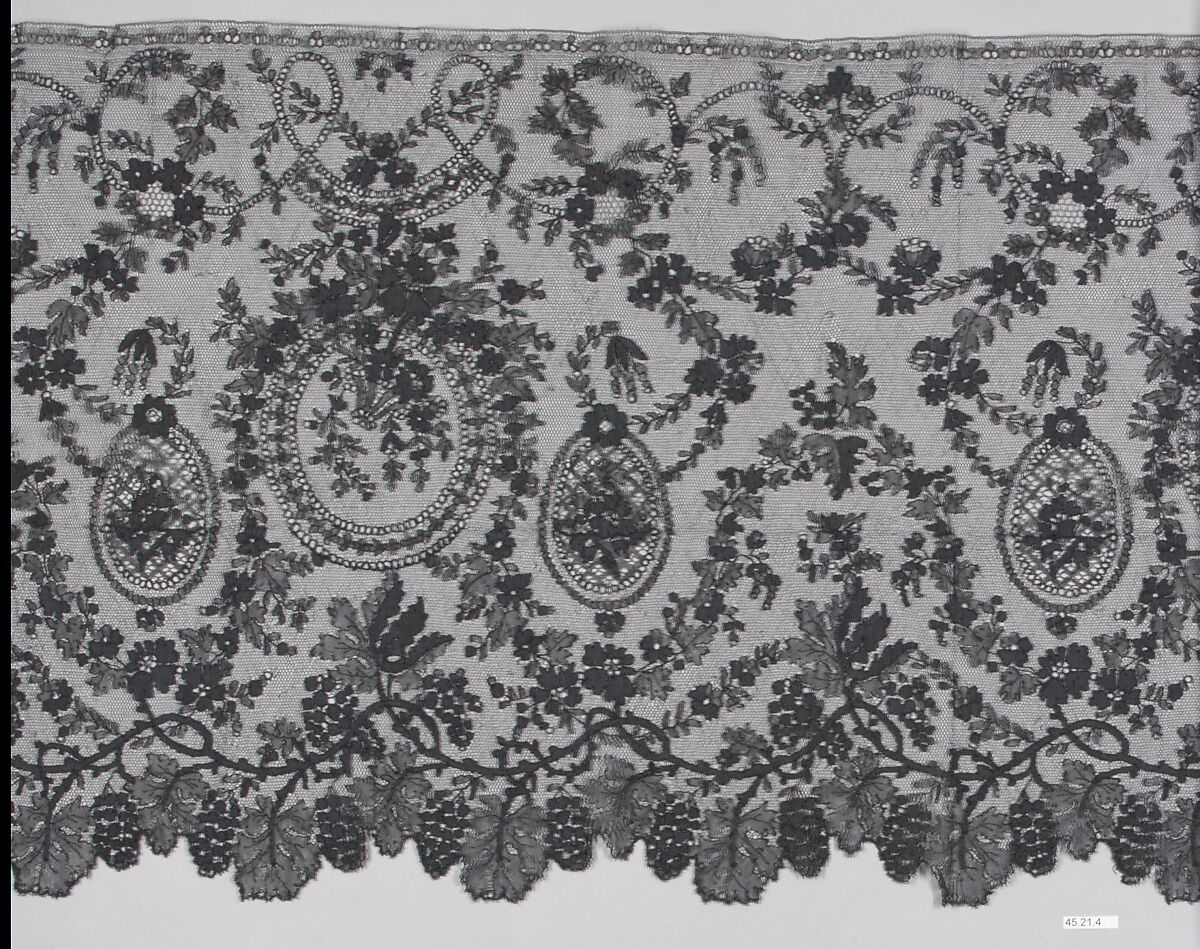 Flounce, Bobbin lace, Chantilly lace, silk, French