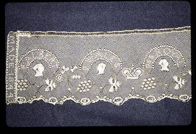 Border, Bobbin lace, Point de Paris, Point d'Esprit, British, Buckinghamshire