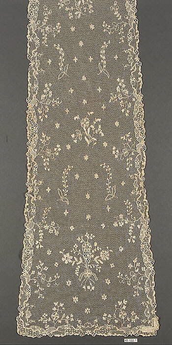 Quille (one of a pair), Needle lace, point d’Alençon, French 