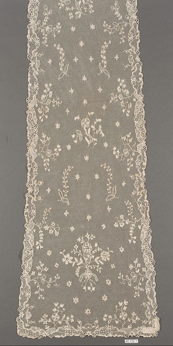 Quille (one of a pair), Needle lace, point d’Alençon, French