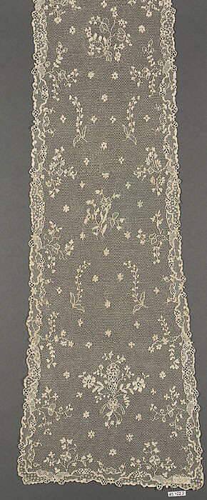 Quille (one of a pair), Needle lace, point d’Alençon, French 
