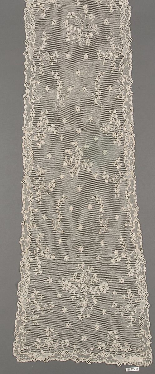 Quille (one of a pair), Needle lace, point d’Alençon, French