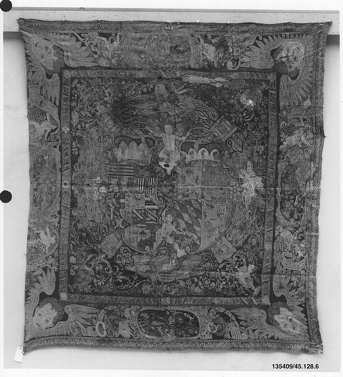 Armorial hanging, Wool, silk and metal on canvas, probably German