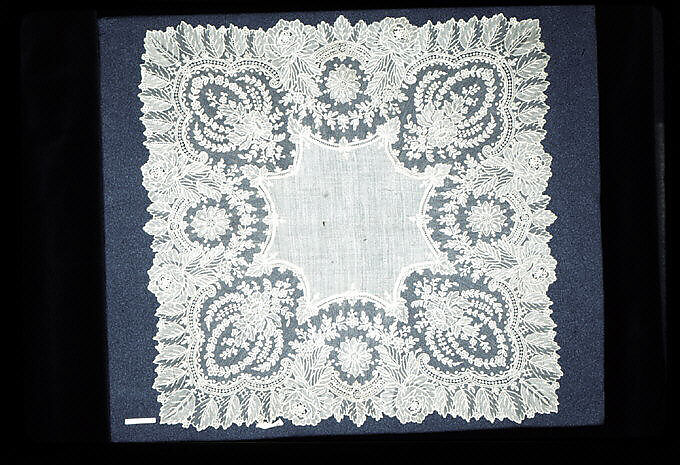 Handkerchief, Needle lace, Brussels needle lace, linen, French 