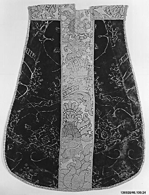 Chasuble front, Silk and metal thread, Italian 