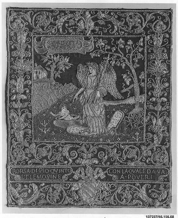 Triumph of the Church over the Synagogue, Silk and metal thread on silk, Italian