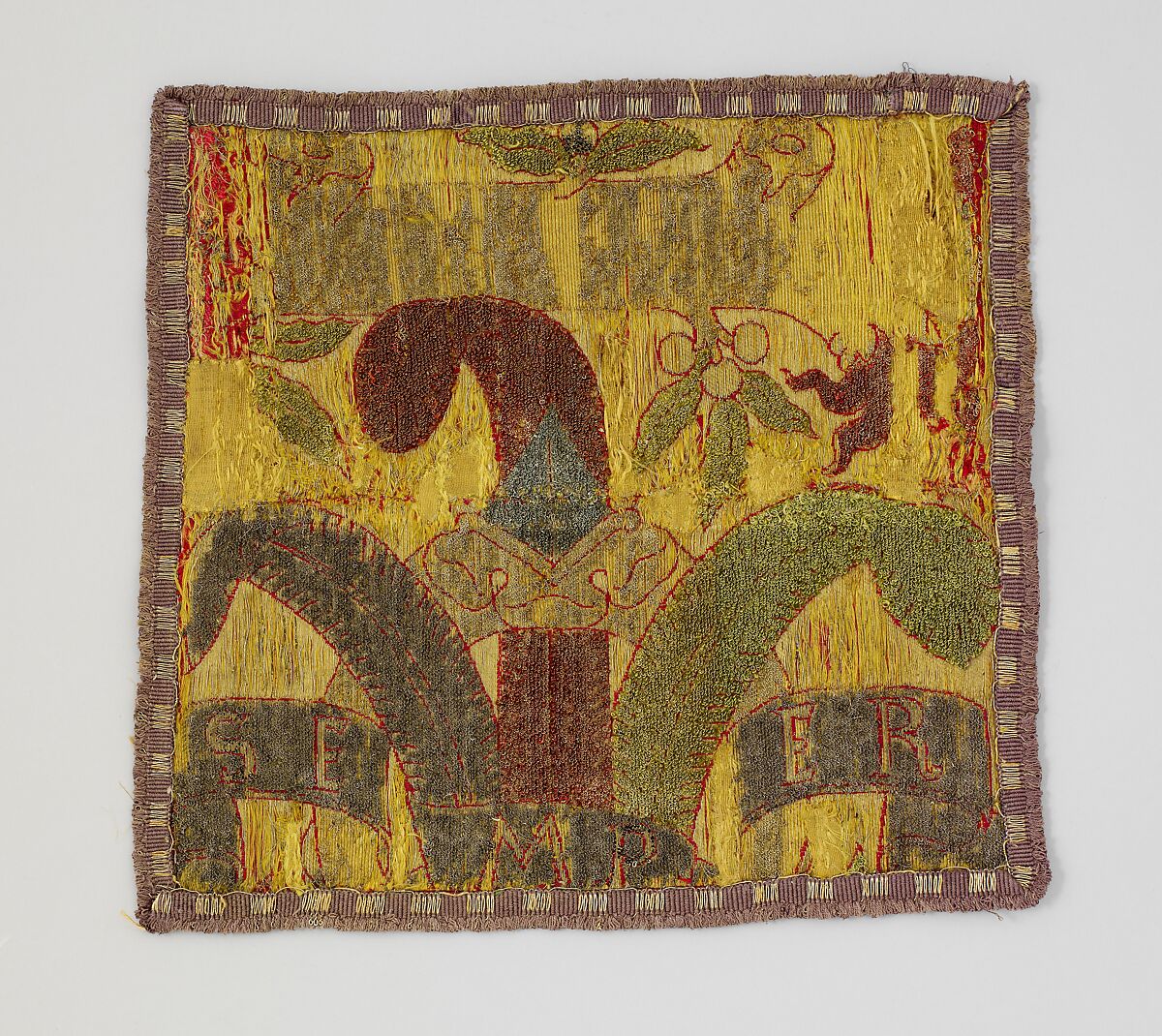 Fragments of a textile with Medici emblems, Silk, metal thread, Italian, probably Florence 